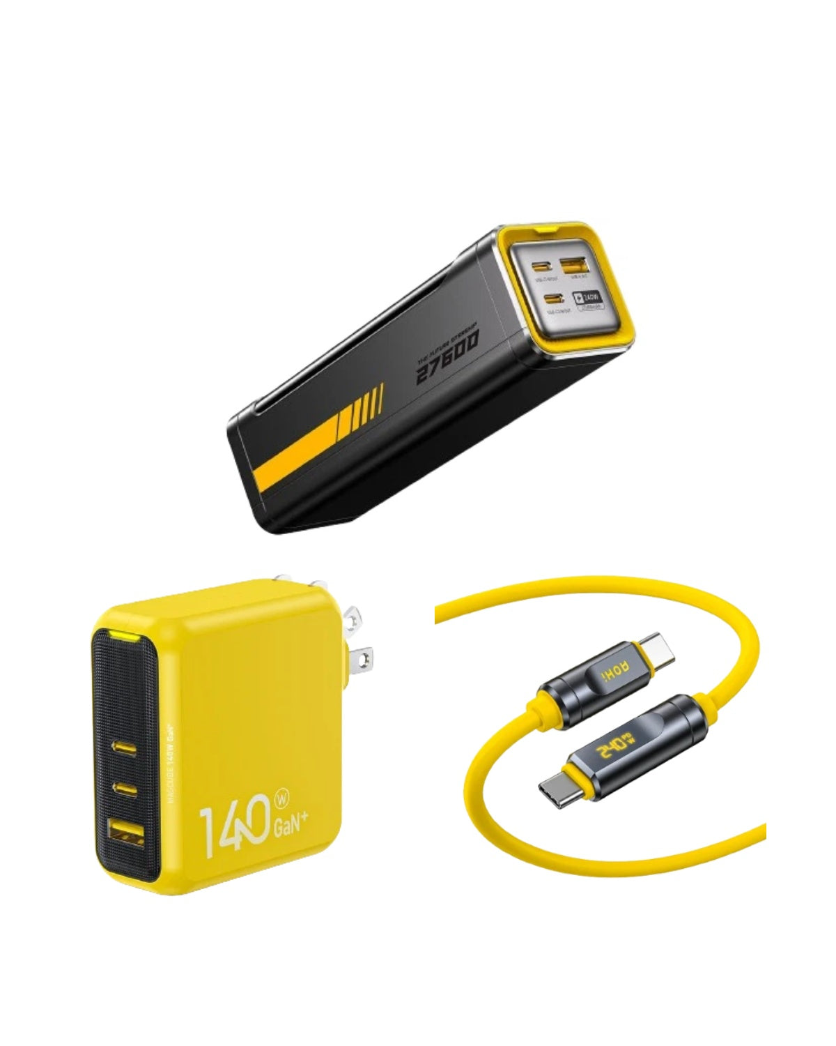 AOHI The Future Starship 240W 27,600mAh LED Power Bank + 140W GaN+ PRO Fast Charger + Adonis LED USB4 2.0 C-C Cable