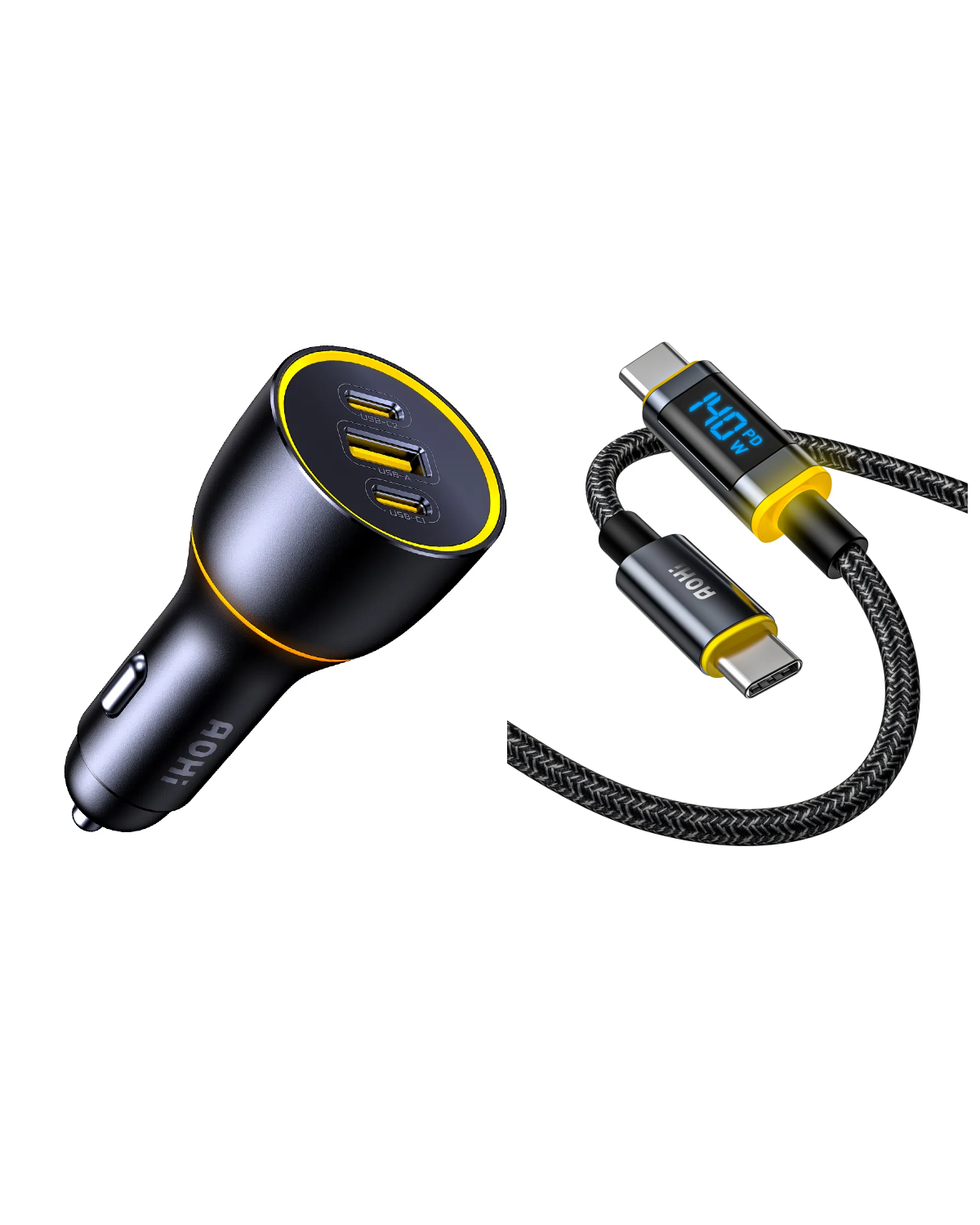 AOHI SUPERAUTO PD GAN 170W Fast Car Charger (2USB-C & 1USB-A)
