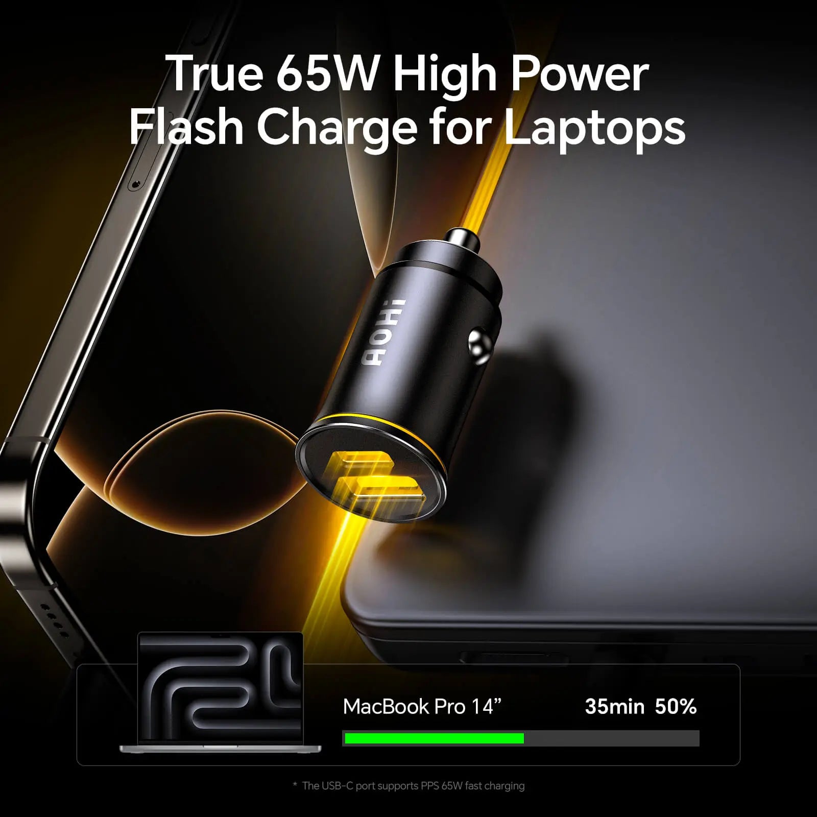 AOHI SUPERAUTO PD 65W Fast Car Charger (USB-C & USB-A) - AOHi