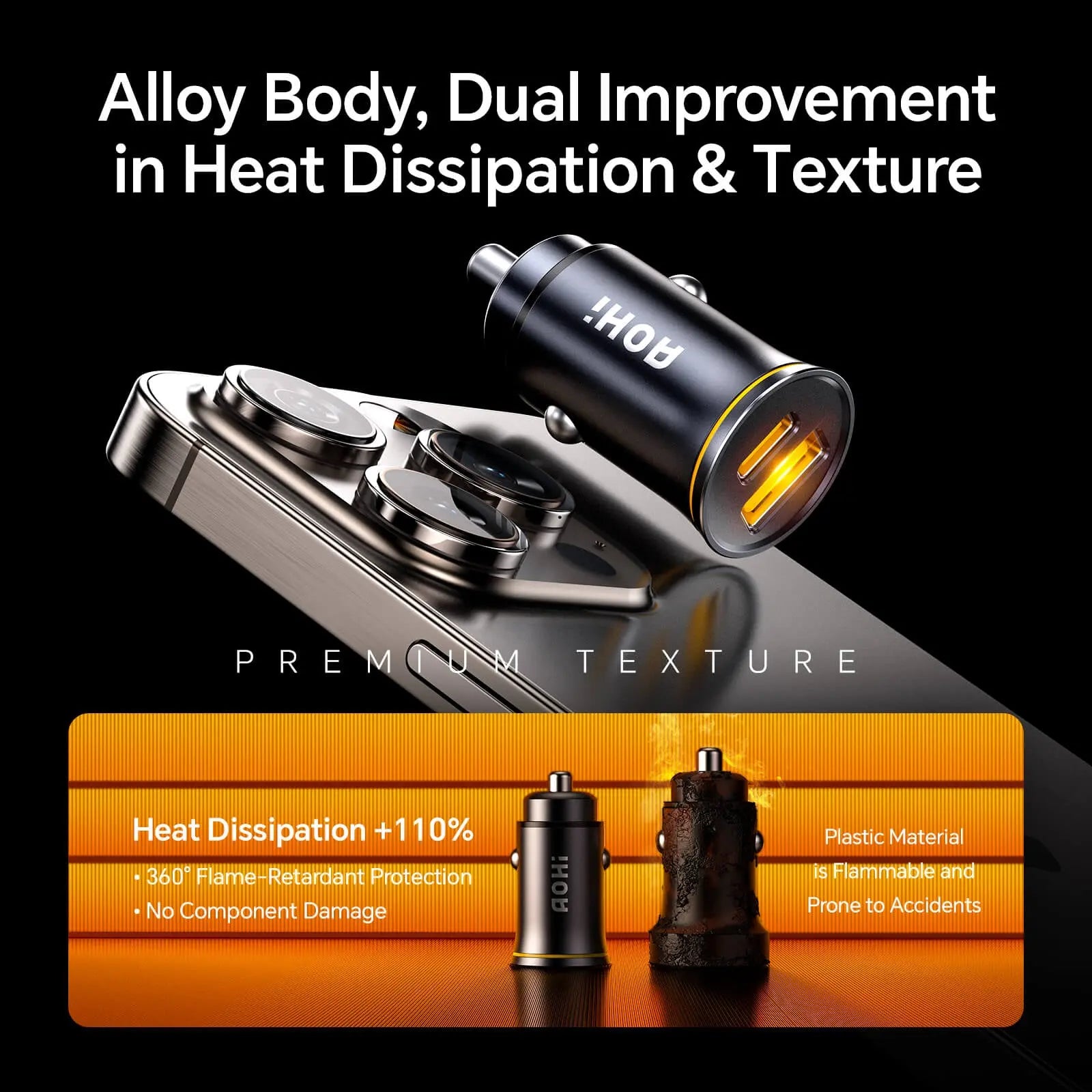 AOHI SUPERAUTO PD 65W Fast Car Charger (USB-C & USB-A) - AOHi