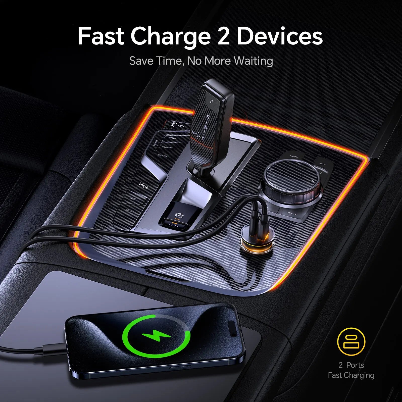 AOHI SUPERAUTO PD 65W Fast Car Charger (USB-C & USB-A) - AOHi