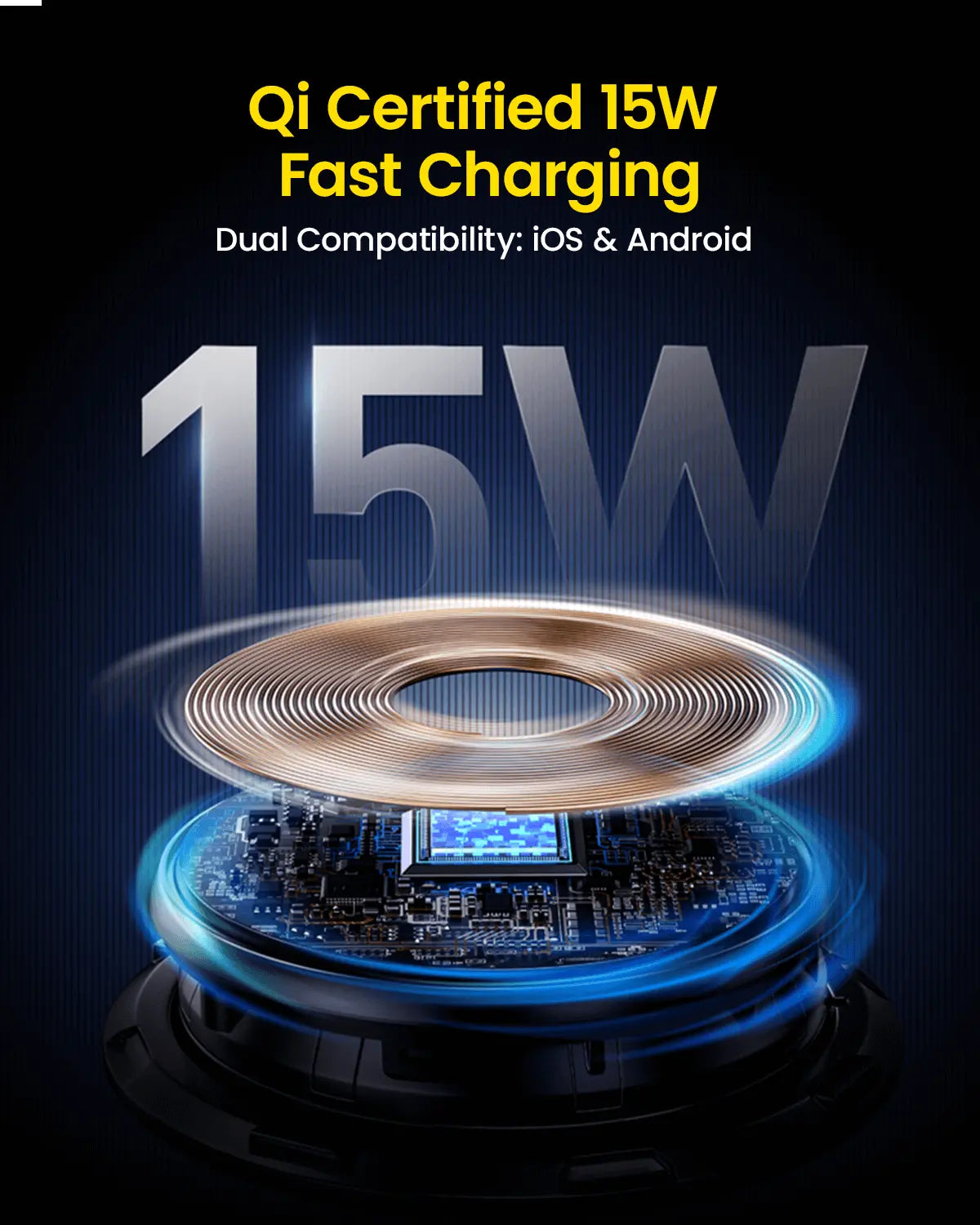 AOHI SUPERAUTO Smart Sensor Wireless Car Charger with 3.3FT C-C Cable AOHi