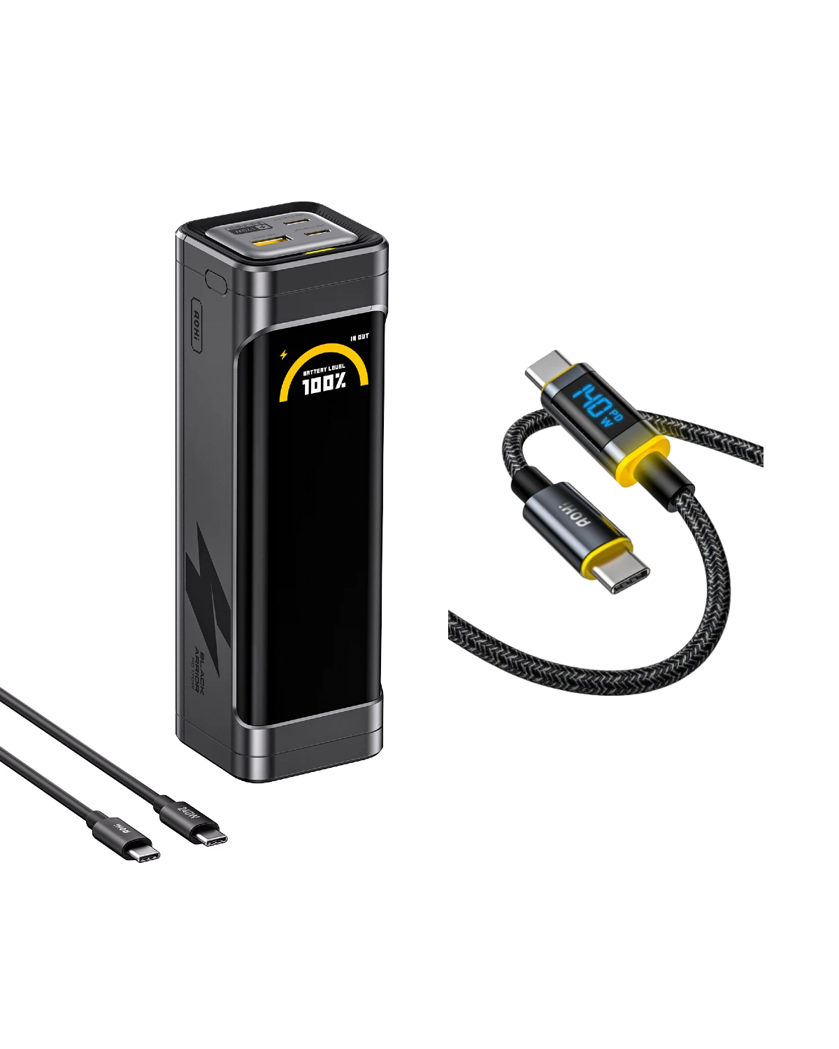 [NEW] AOHI The BLACK WARRIOR 25,200mAh 170W PD3.0 LED Display Power Bank with 240W C-C Cable
