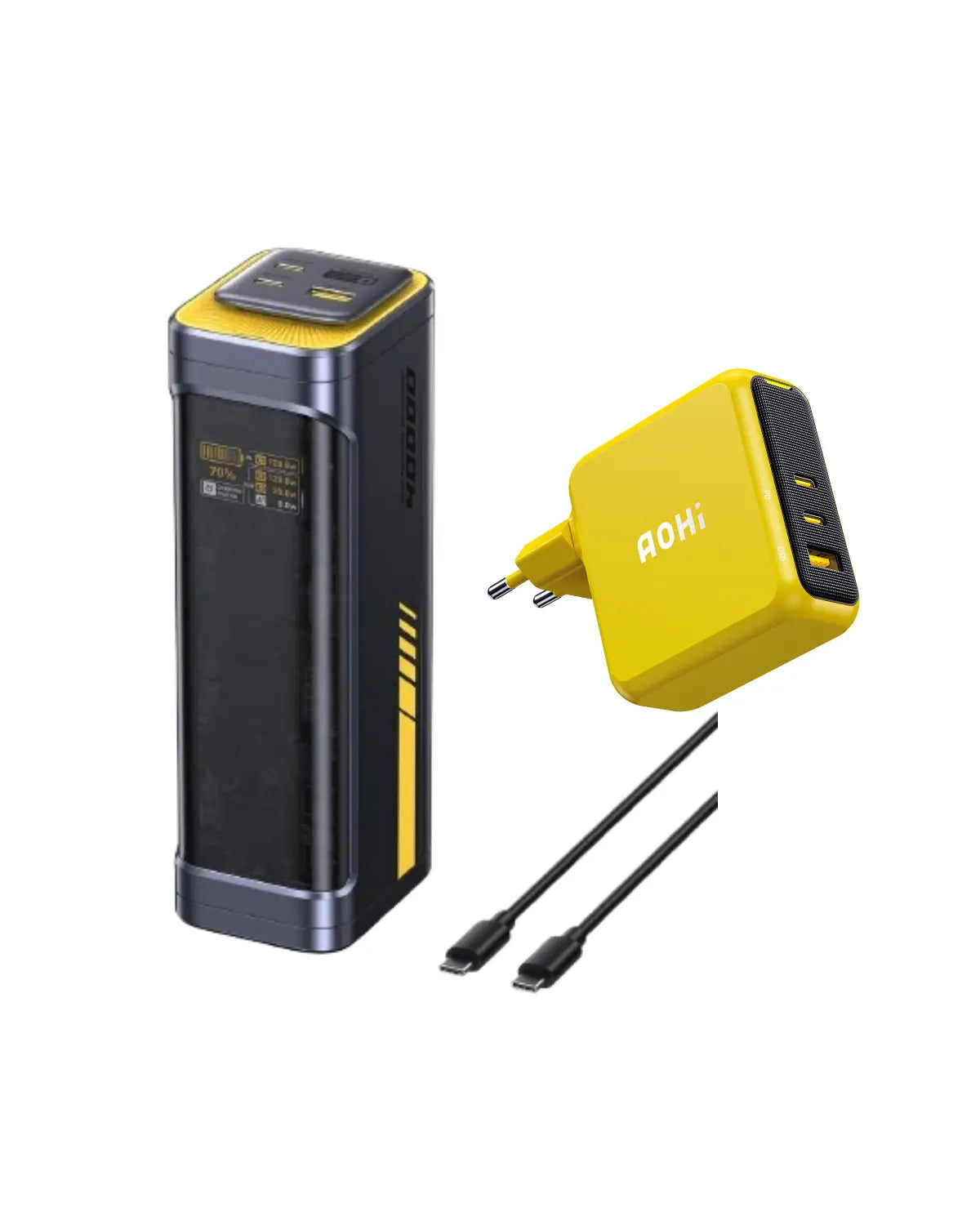 AOHI Starship 2-in-1 40000mAh PD3.1 140W Power Bank with 140W Magcube Pro GaN+ 3-Port Fast Charger AOHI