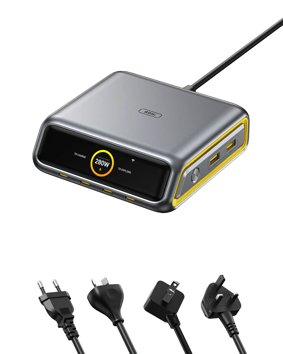 AOHI Future AI 280W 6-Port Smart Desktop Charger[Limited Time $149] - AOHi