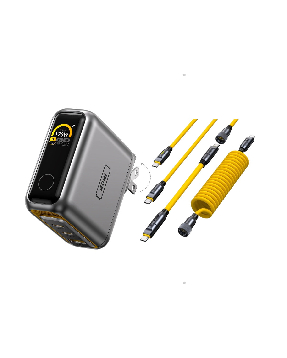 [BUNDLE] AOHI The Future AI PD 170W 3‑Port LED Display Wall Charger with 240W PRO Future Power Cable Set