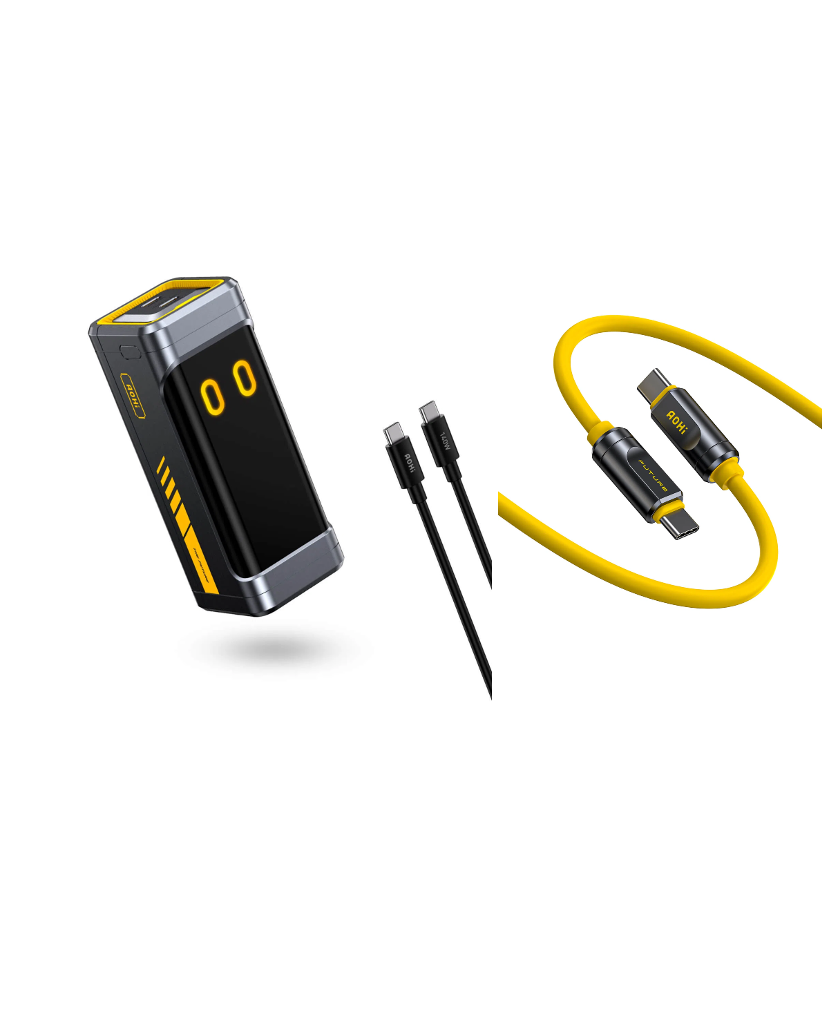 The FUTURE STARSHIP PRO PD 3.1 210W 10000mAh Power Bank with THE FUTURE Adonis USB4 2.0 USB-C to USB-C Cable