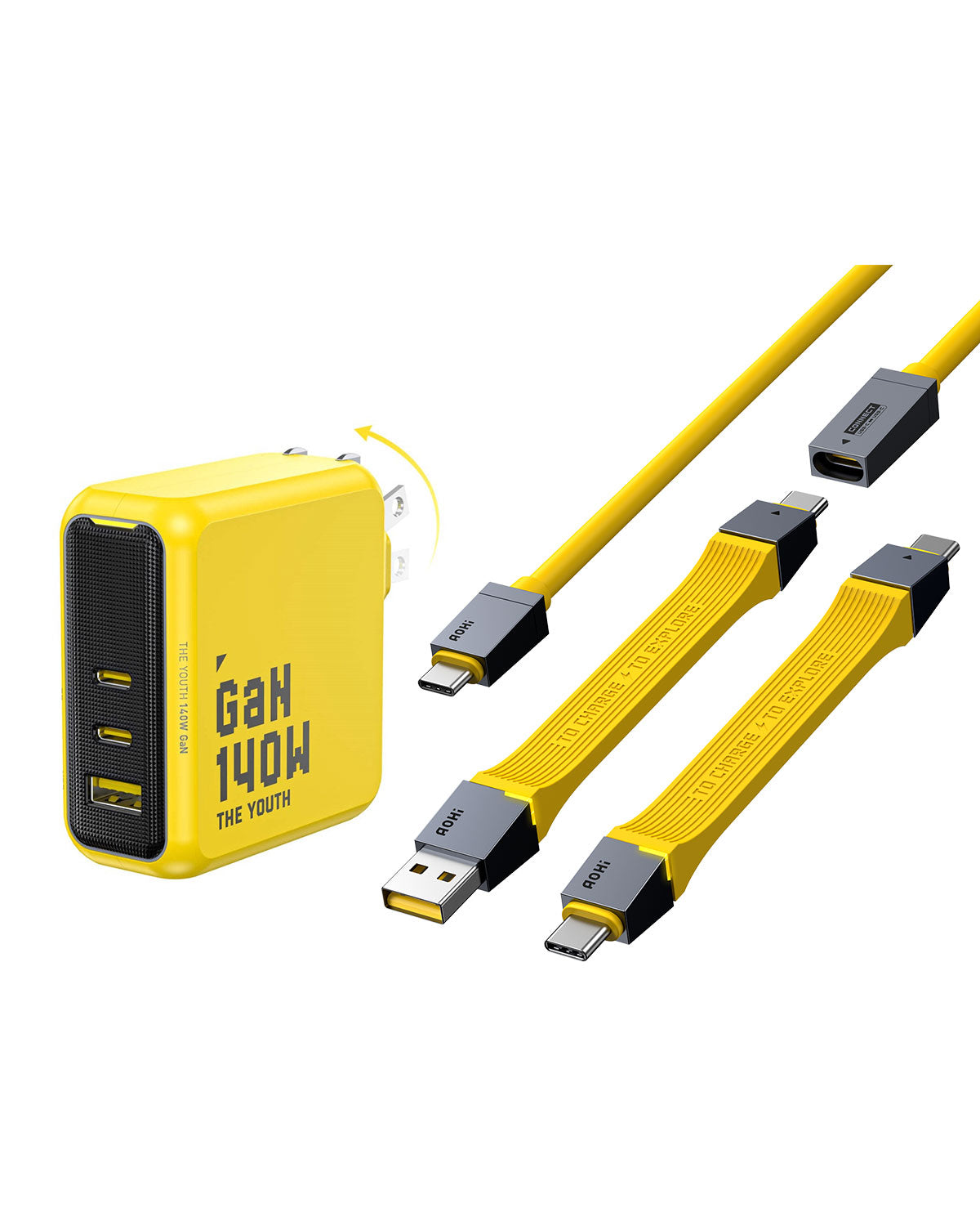 AOHI The Future 4-In-1 Splicable USB4 PD 3.1 Racing Cable Set (40Gbps/ 240W/ 8K)