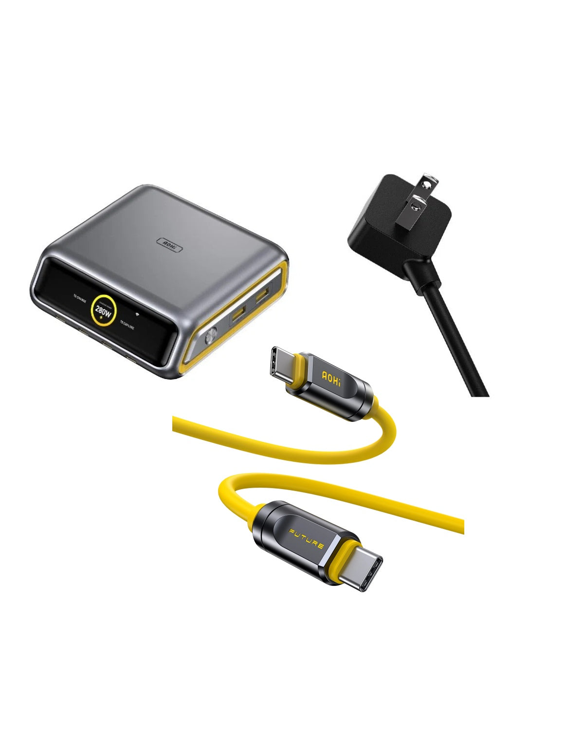 AOHI The Future AI PD3.2 280W 6-Port Desktop Charging Station with Adonis USB4 2.0 USB-C to USB-C Cable - AOHi