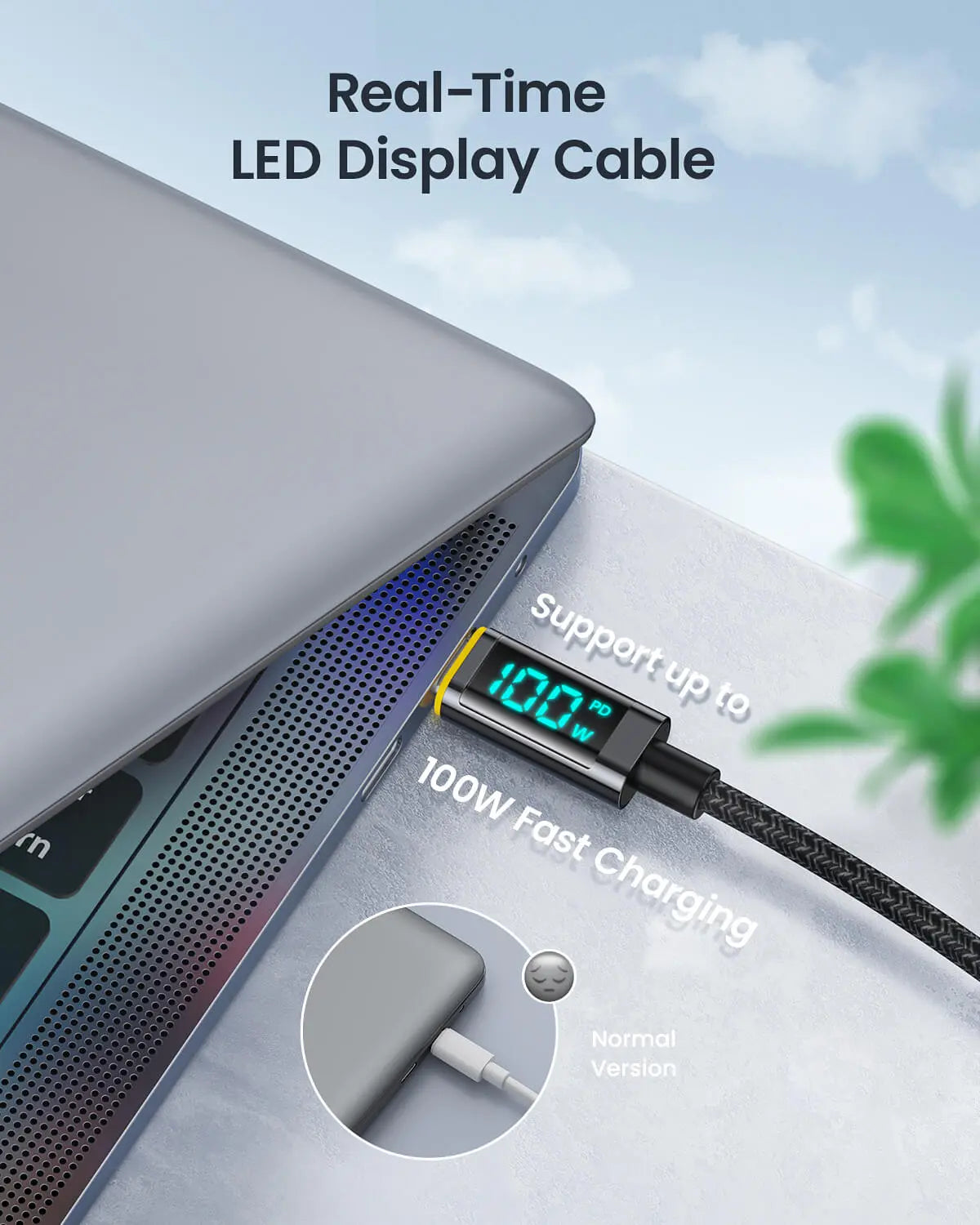 AOHI MAGCUBE 67W DUAL-PORT FOLDABLE GAN CHARGER WITH LED CABLE