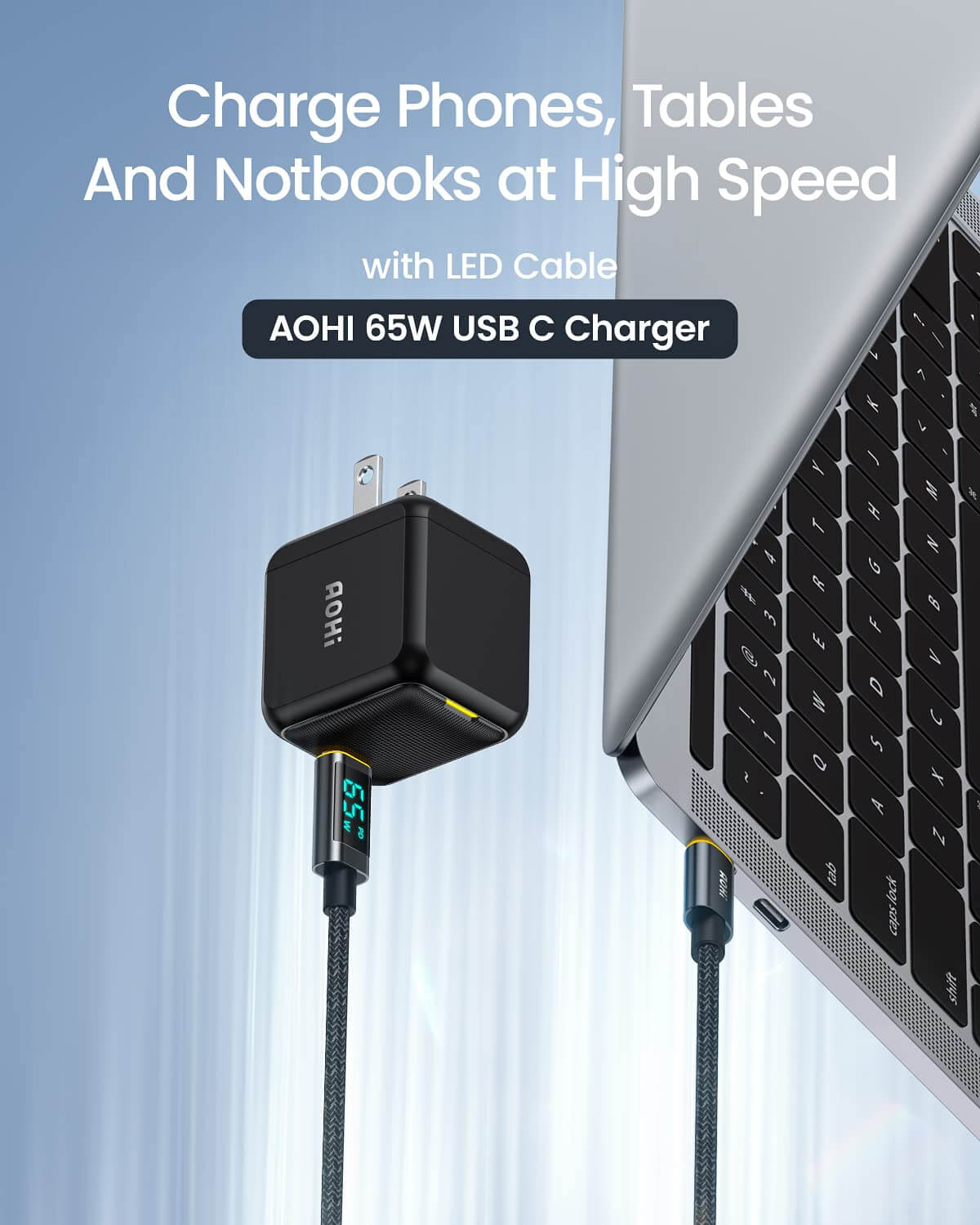 AOHI Magcube 65W GaN+ PD Fast Charger Set with LED Cable